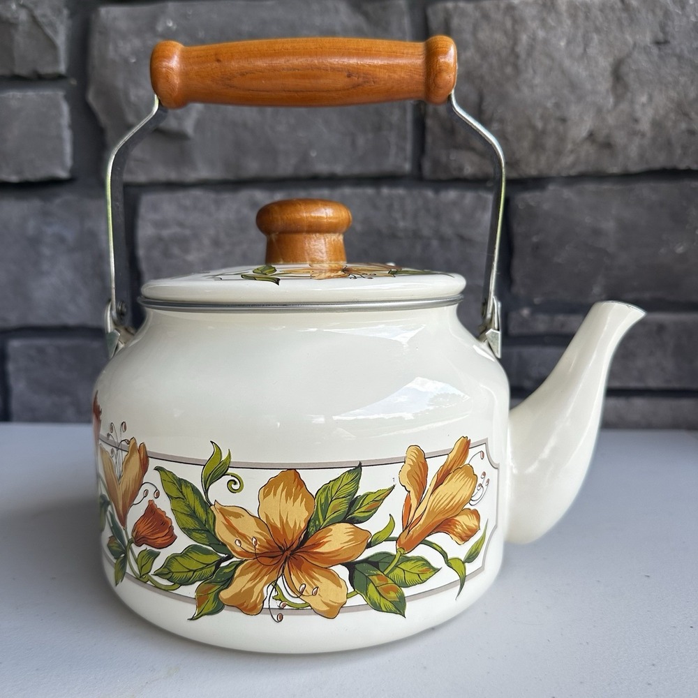 Vintage 1982 Gailstyn Sutton Azalea Floral Tea Pot Kettle Cottagecore Granny